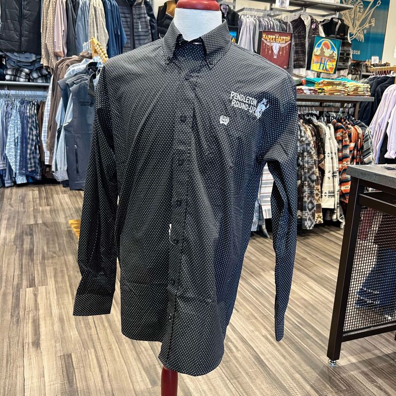 Men&#39;s Cinch Pendleton Round-Up Black and White Geometric Long Sleeve Button Up