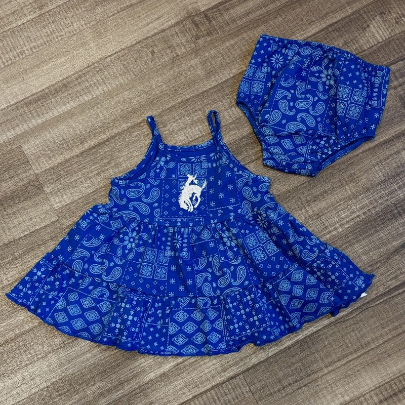 Infant Girls Wrangler Pendleton Round-Up Blue Paisley Dress Set