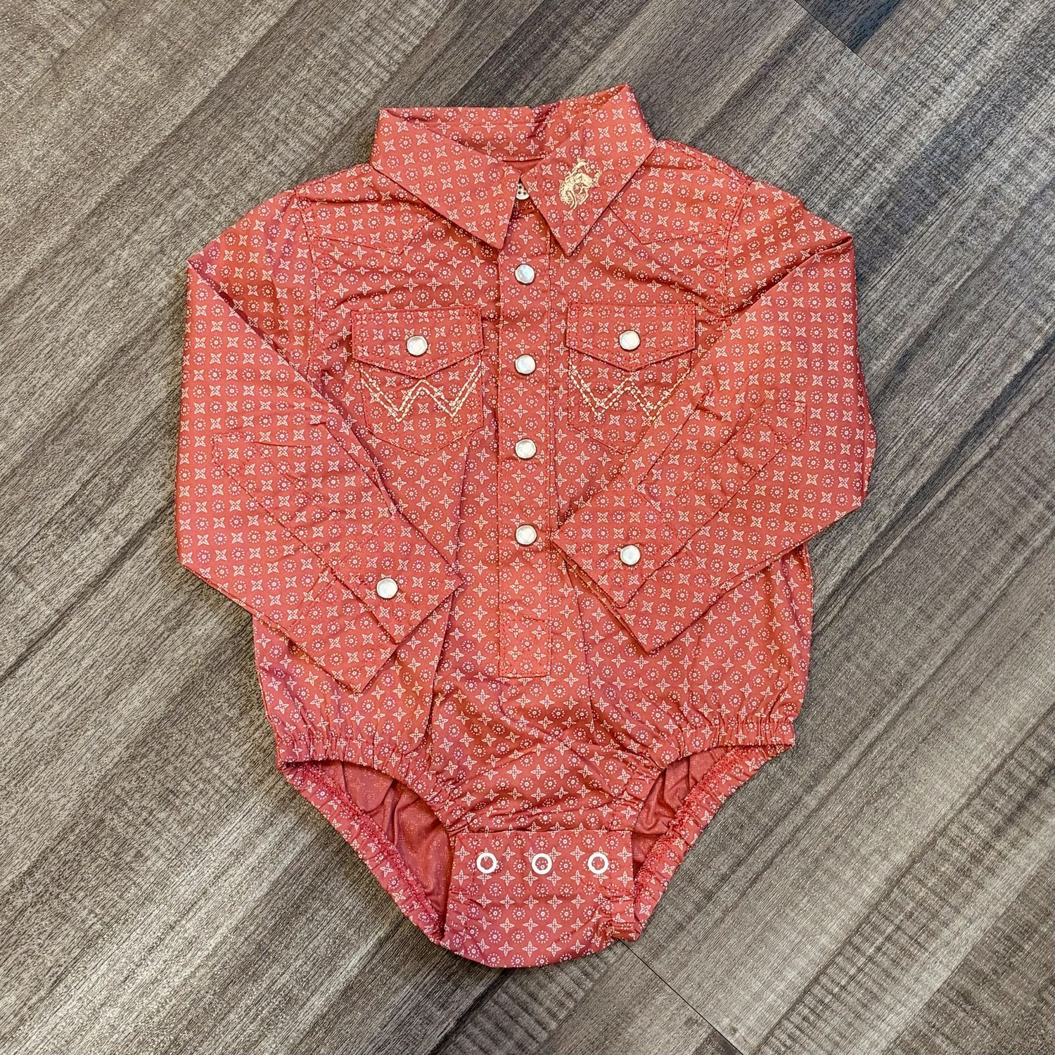 Infant Wrangler Pendleton Round-Up Salmon Long Sleeve Snap Onesie