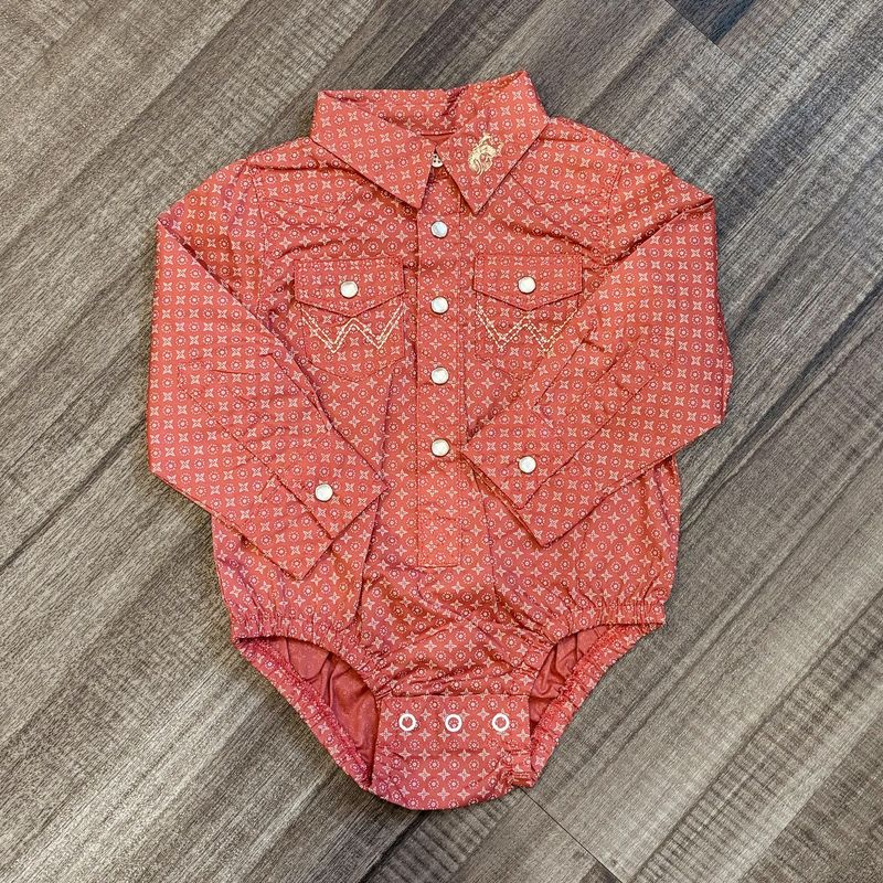 Infant Wrangler Pendleton Round-Up Salmon Long Sleeve Snap Onesie