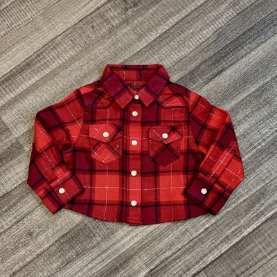 Infant Girls Wrangler Pendleton Round-Up Red Plaid Long Sleeve Snap