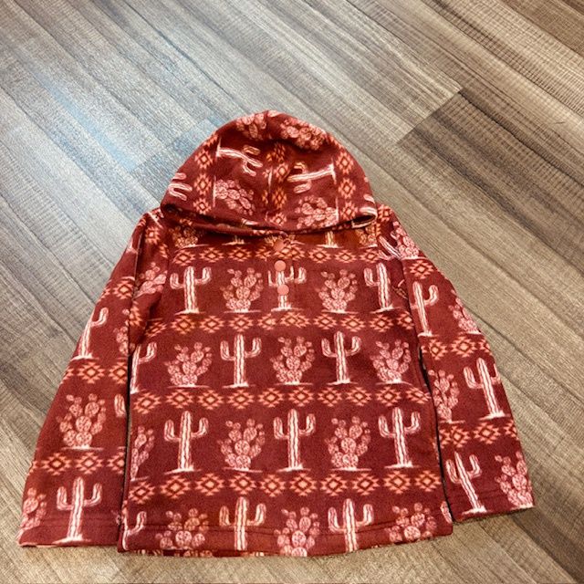 Youth Girls Wrangler Pendleton Round-Up Burgundy Cactus Fleece Hoodie