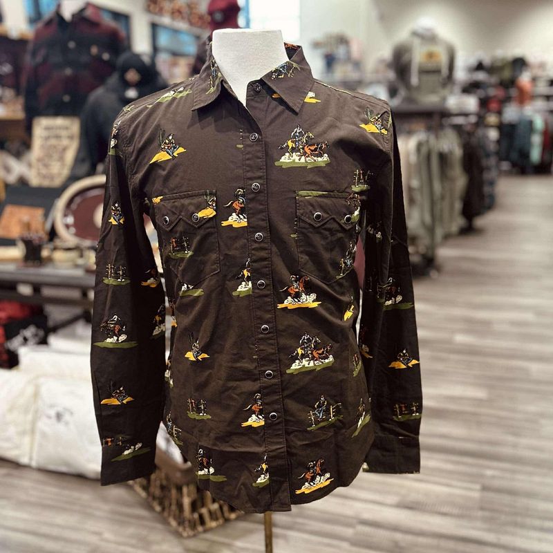 Ladies Cruel Denim Pendleton Round-Up Western Print Long Sleeve Snap