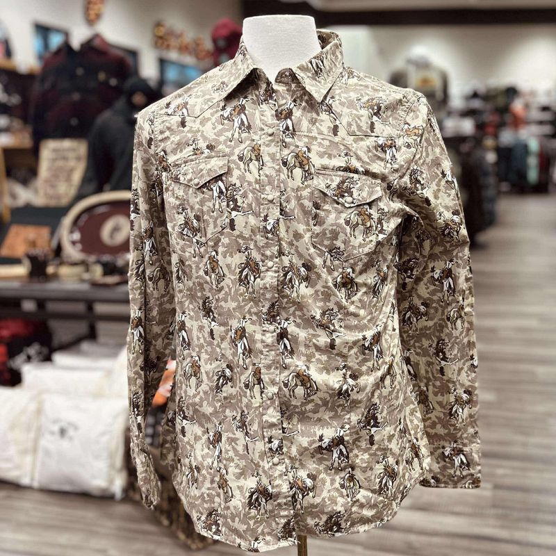 Ladies Roper Pendleton Round-Up Brushstroke Long Sleeve Snap