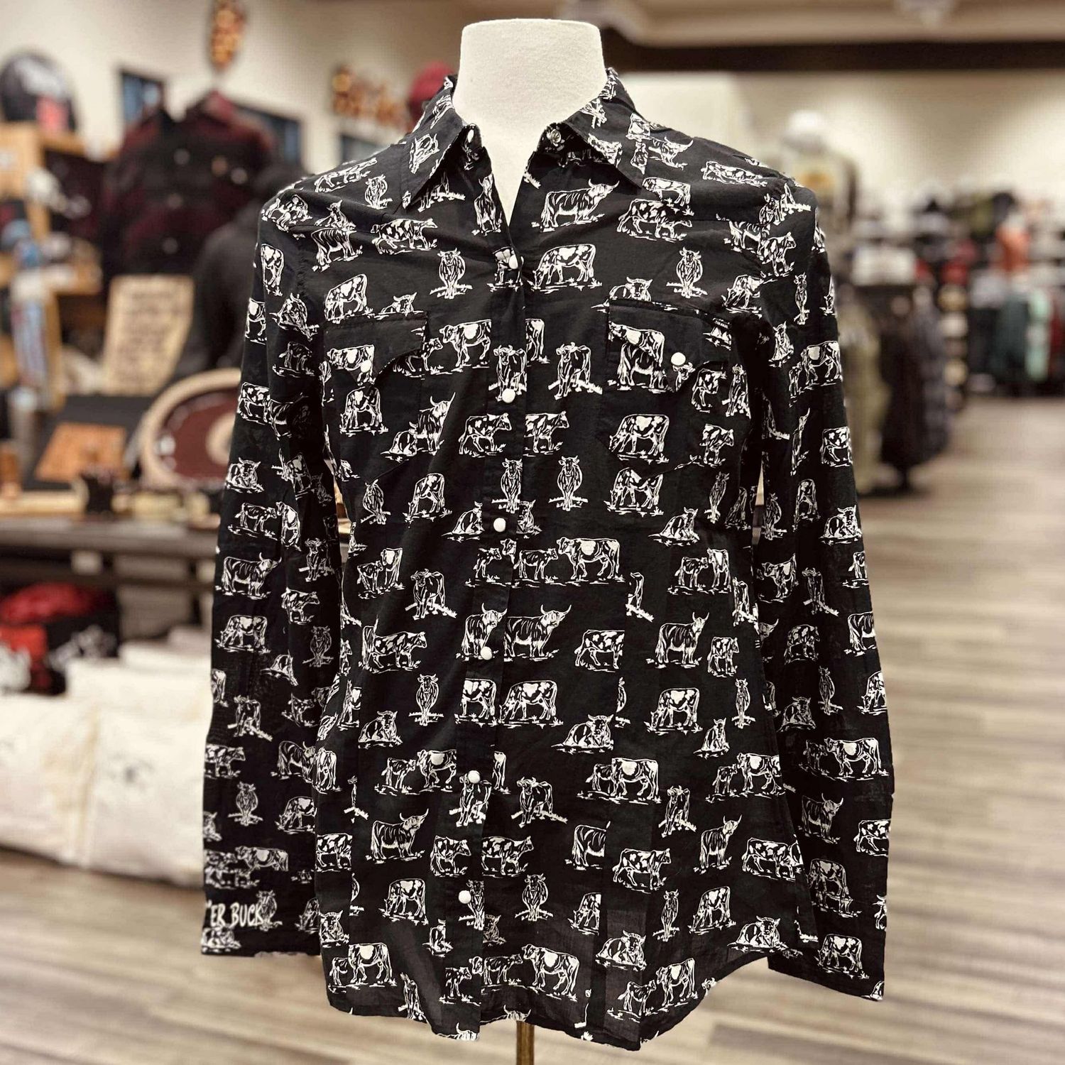 Ladies Pendleton Round-Up Tin Haul Cow Long Sleeve Snap