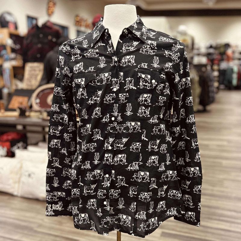 Ladies Pendleton Round-Up Tin Haul Cow Long Sleeve Snap