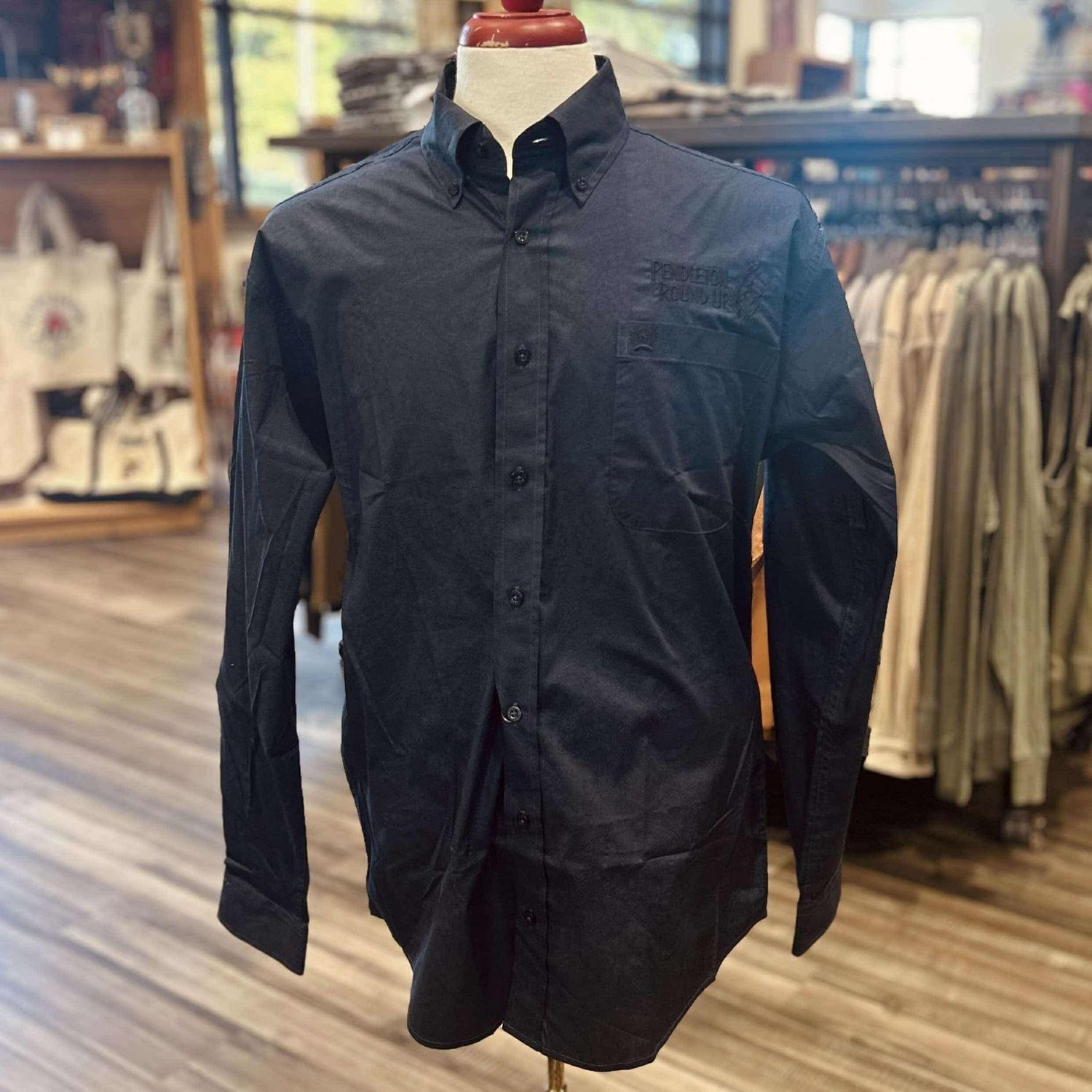 Men&#39;s Cinch Pendleton Round-Up Black and Navy Long Sleeve Button Up
