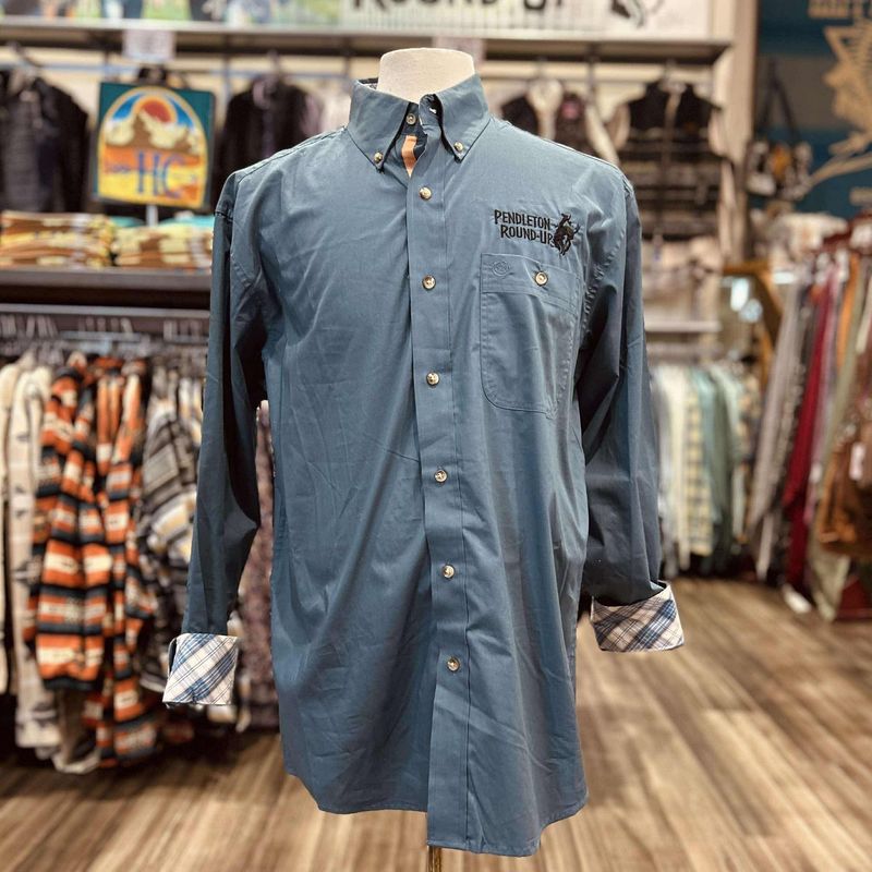 Men&#39;s Wrangler Pendleton Round-Up Teal Long Sleeve Button