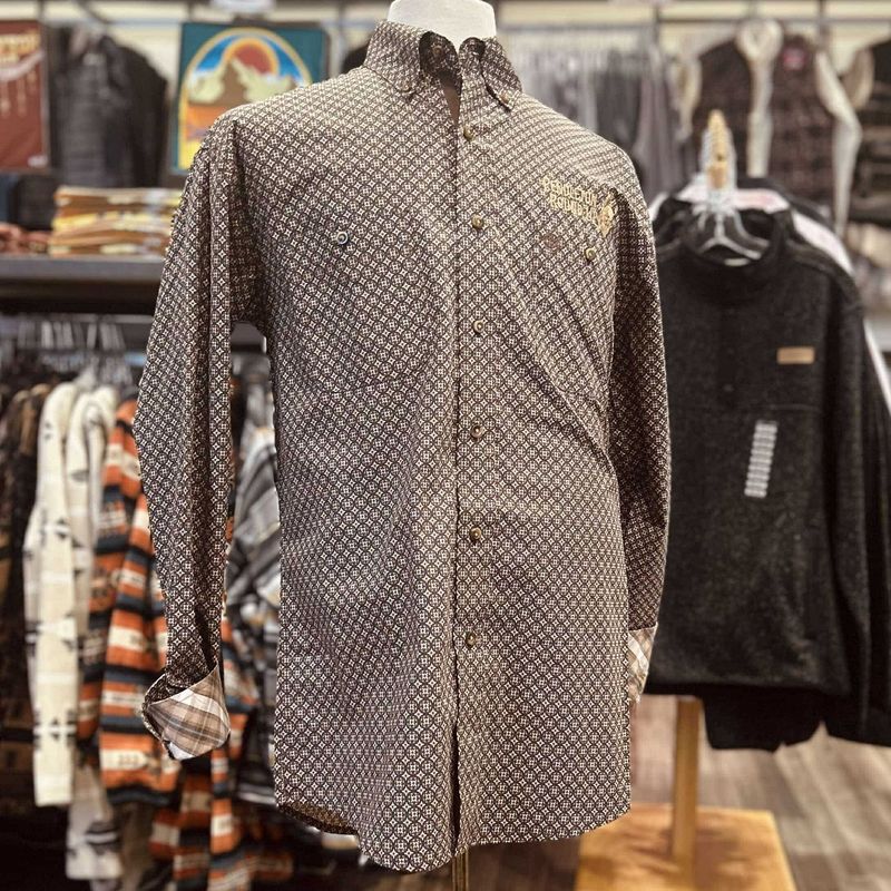 Men&#39;s Wrangler Pendleton Round-Up Starry Brown Long Sleeve Button