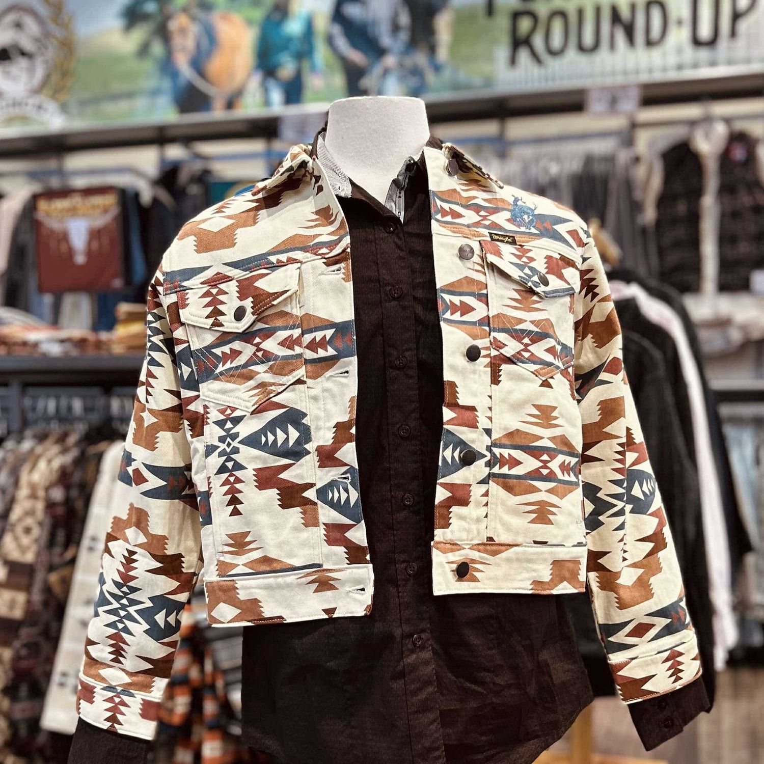 Ladies Wrangler Pendleton Round-Up Western Aztec Boyfriend Jacket