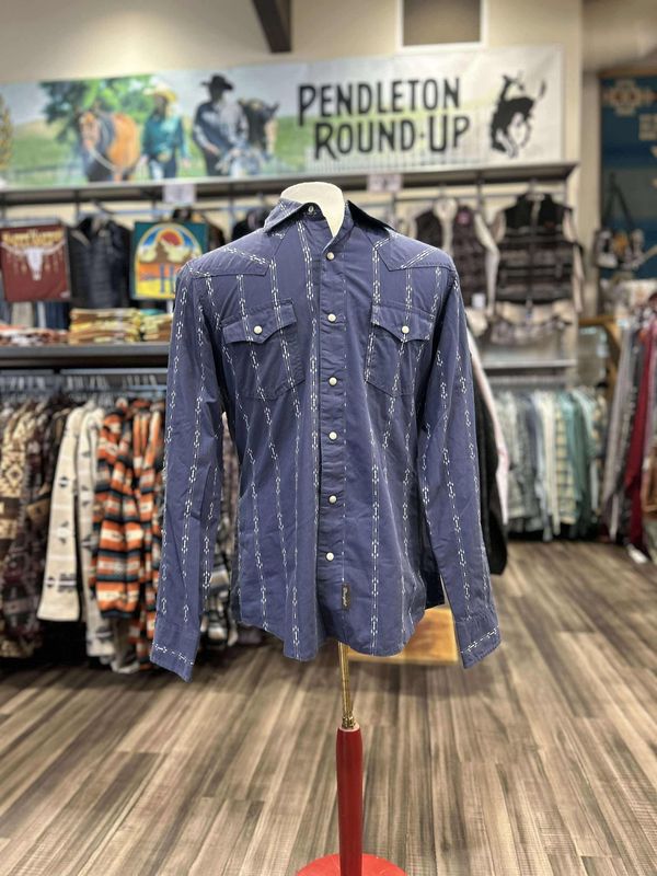 Men&#39;s Wrangler Pendleton Round-Up Vintage Indigo Long Sleeve Button