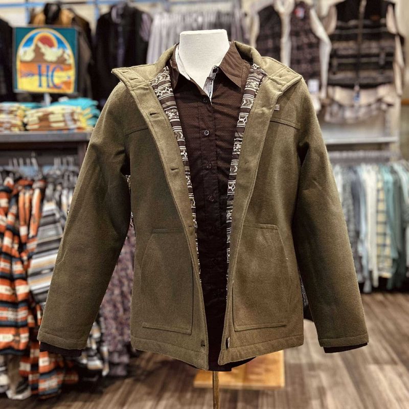 Ladies Cinch Pendleton Round-Up Olive Wooly Coat