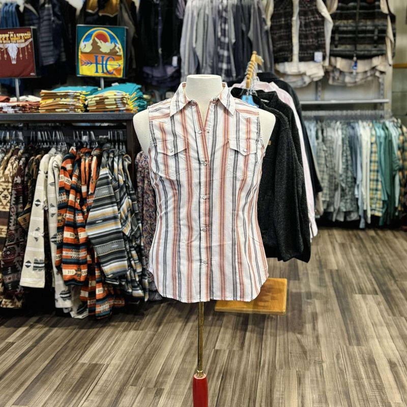 Ladies Roper Pendleton Round-Up Striped Snap Front Tank