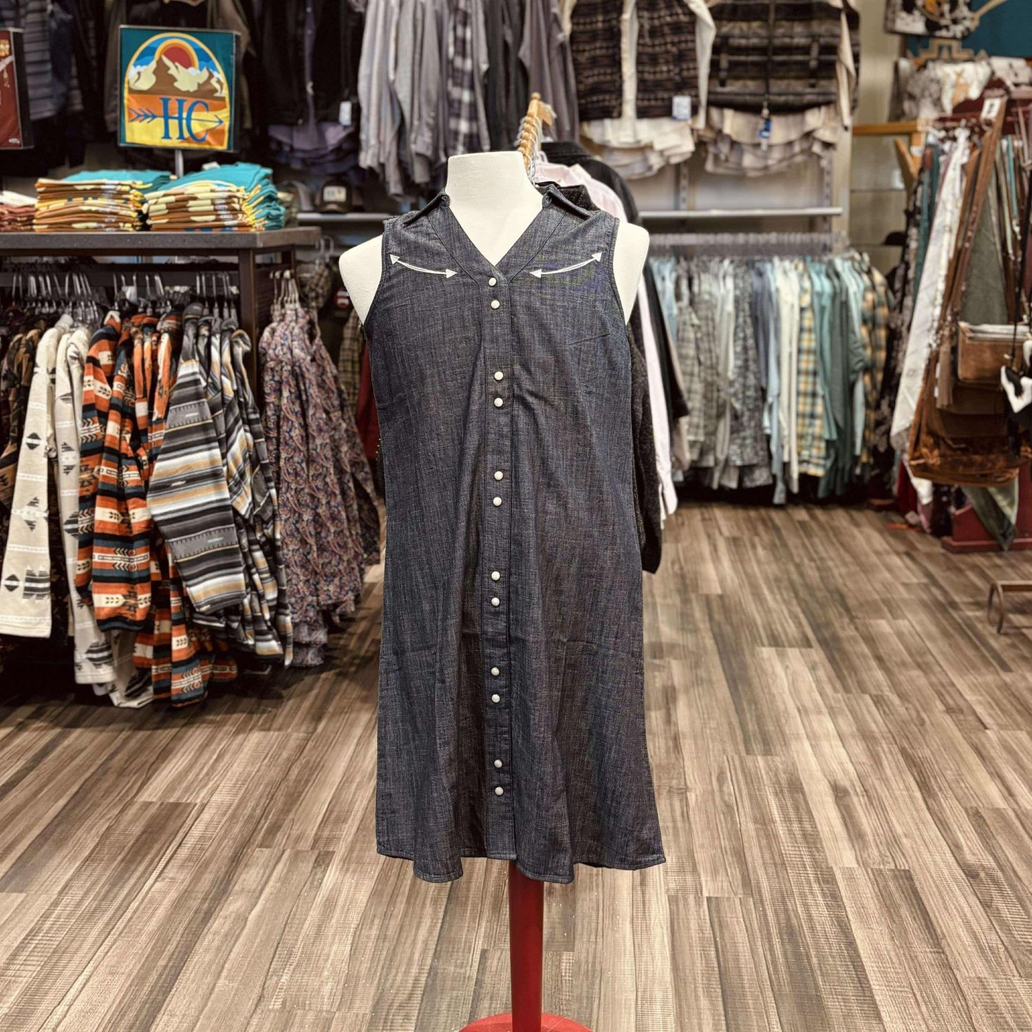 Ladies Cruel Pendleton Round-Up Denim Chambray Sleeveless Dress