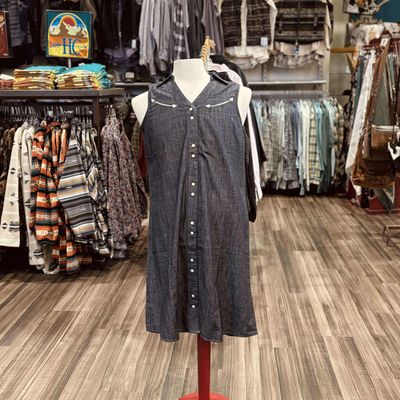 Ladies Cruel Pendleton Round-Up Denim Chambray Sleeveless Dress