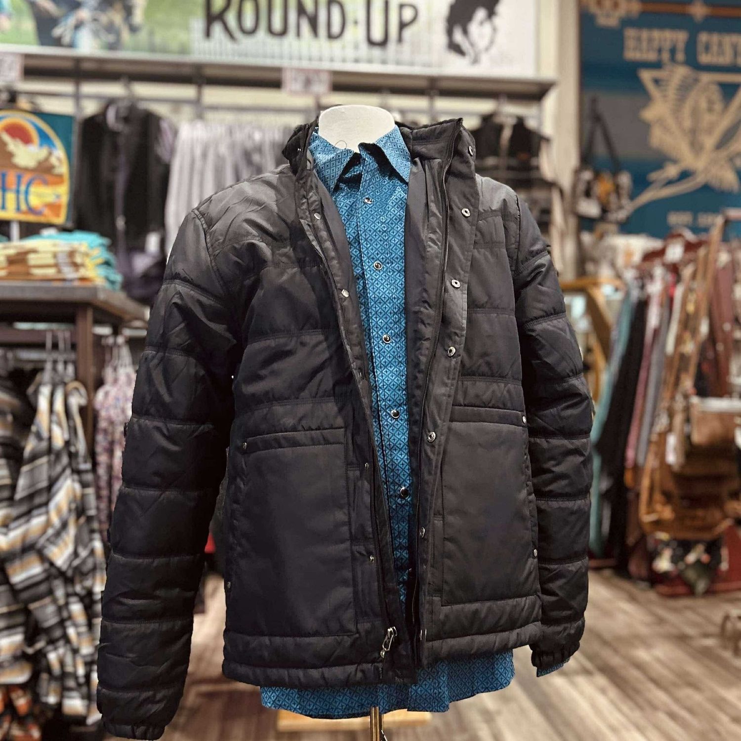 Men&#39;s Cinch Pendleton Round-Up Black Quilted Jacket