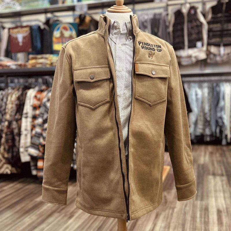 Men&#39;s Cinch Pendleton Round-Up Khaki Knit Shirt Jacket