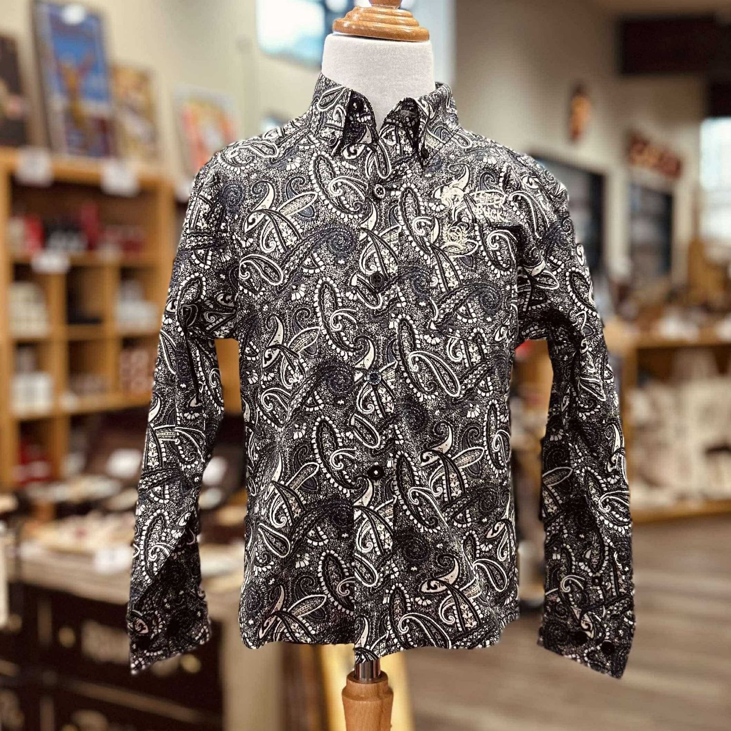Toddler Cinch Pendleton Round-Up Grey Paisley Long Sleeve Button Up
