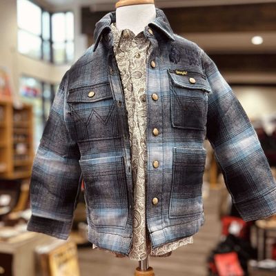 Youth Wrangler Pendleton Round-Up Plaid Flannel Shirt Jacket
