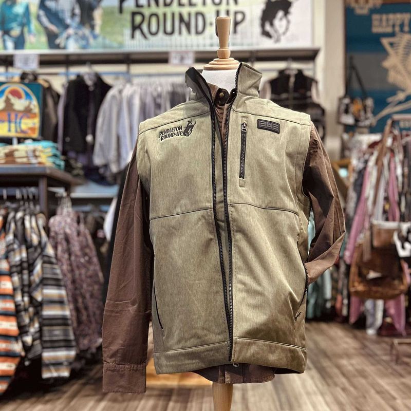 Men&#39;s Cinch Pendleton Round-Up Olive Softshell Vest