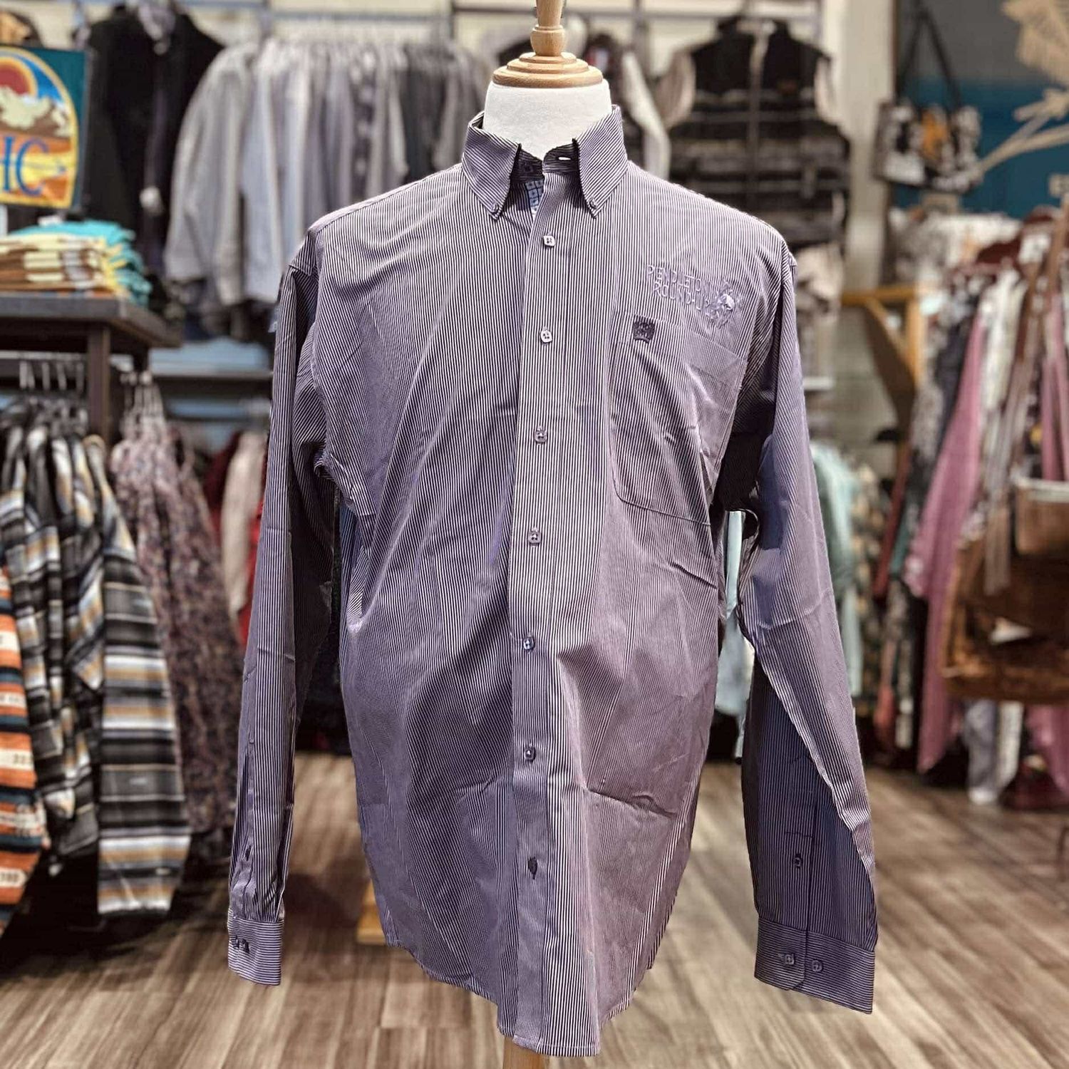 Men&#39;s Cinch Pendleton Round-Up Purple Micro Pinstripe Long Sleeve Button Up