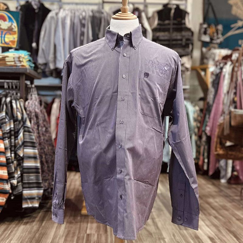 Men&#39;s Cinch Pendleton Round-Up Purple Micro Pinstripe Long Sleeve Button Up