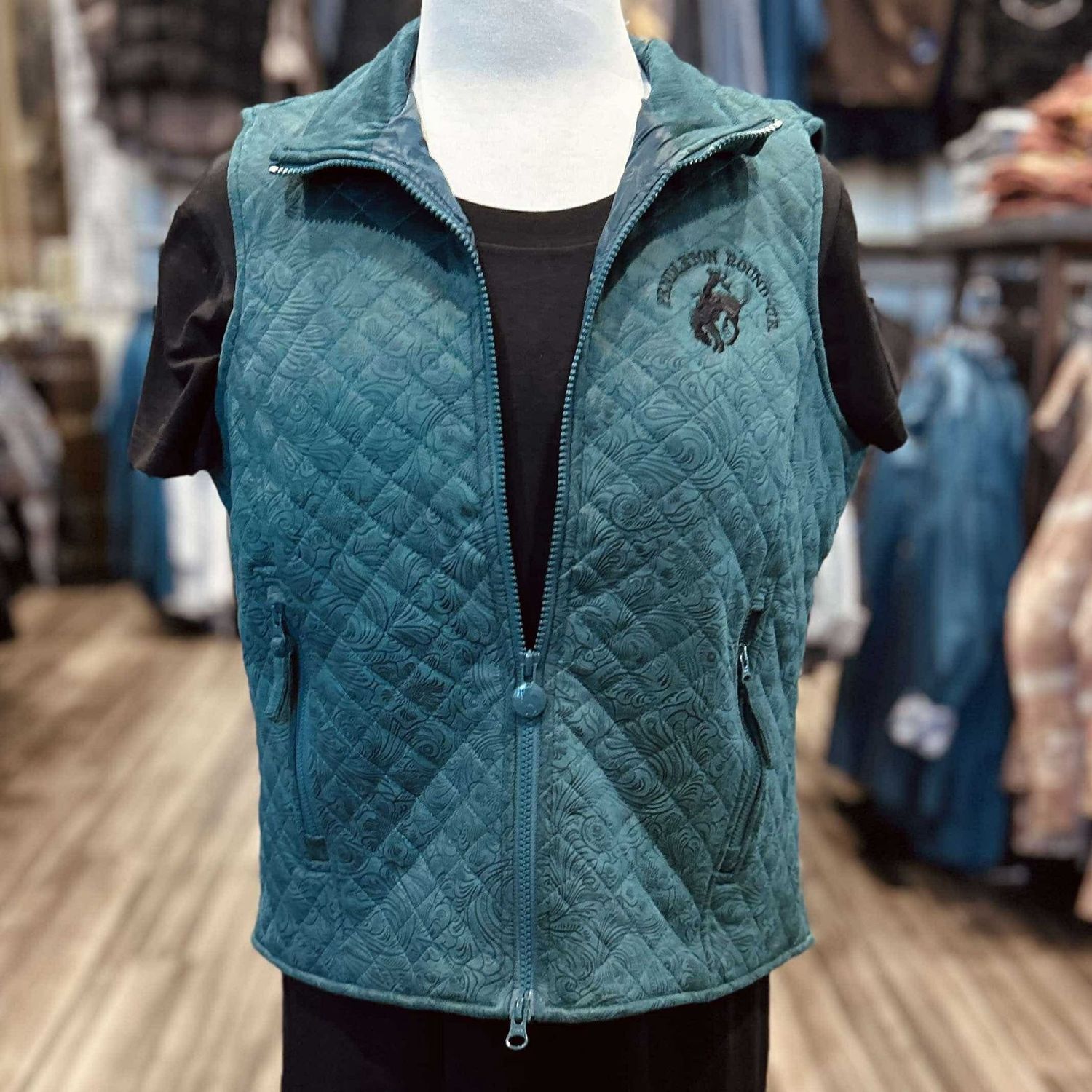 Ladies Outback Pendleton Round-Up Teal Wilona Vest