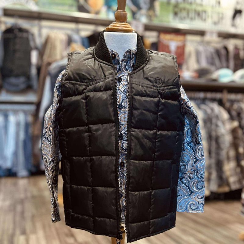 Youth Roper Pendleton Round-Up Black Quilted Vest