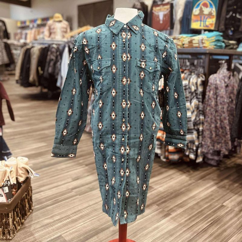 Ladies Wrangler Pendleton Round-Up Teal Corduroy Duster/Dress