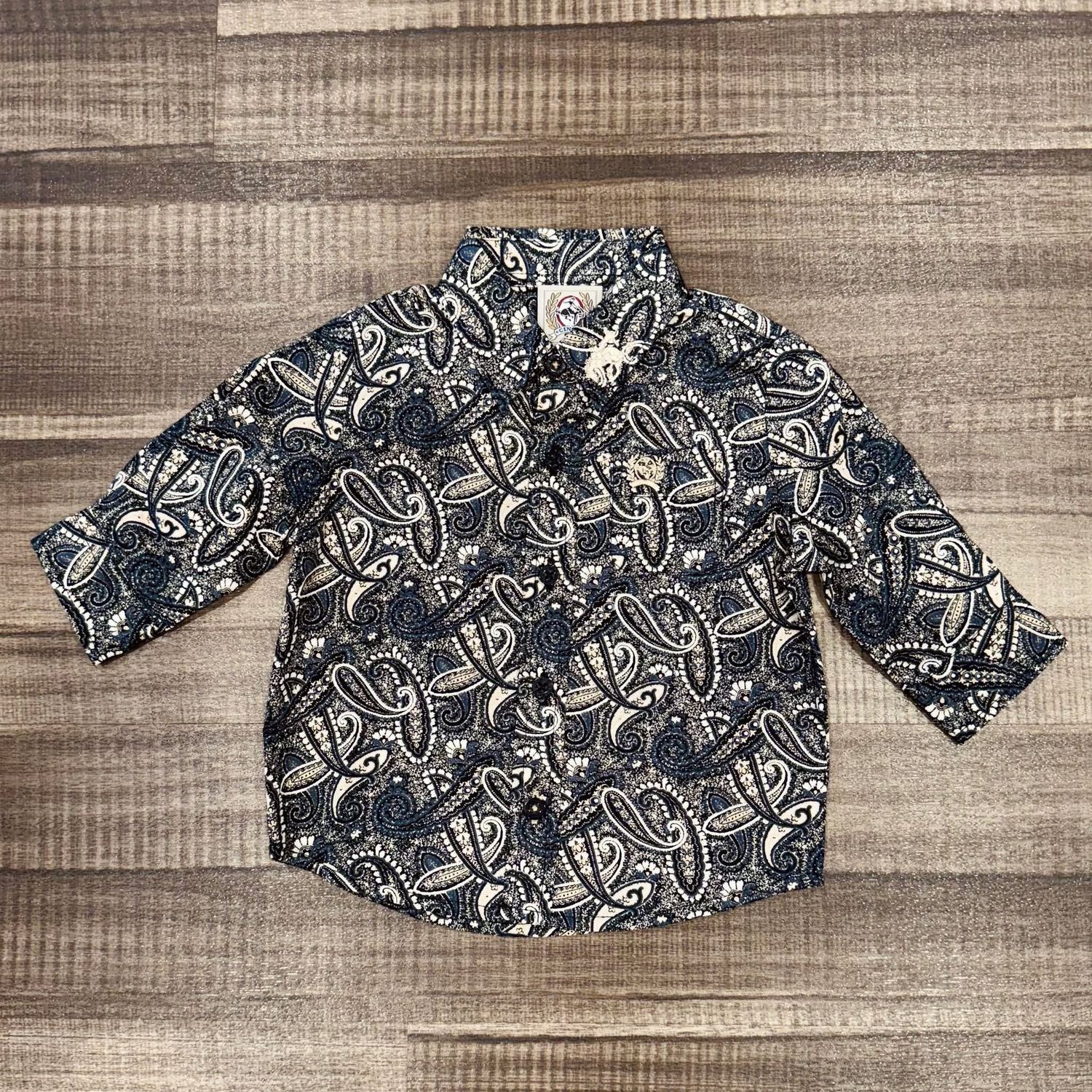 Infant Cinch Pendleton Round-Up Grey &amp; Purple Paisley Long Sleeve Button Up