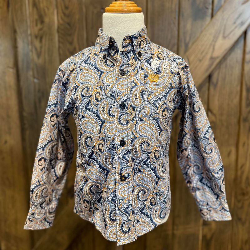 Toddler Cinch Pendleton Round-Up Blue Orange Paisley Long Sleeve Button