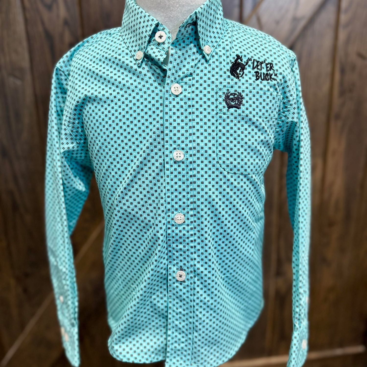 Toddler Cinch Pendleton Round-Up Blue Flower Long Sleeve Button