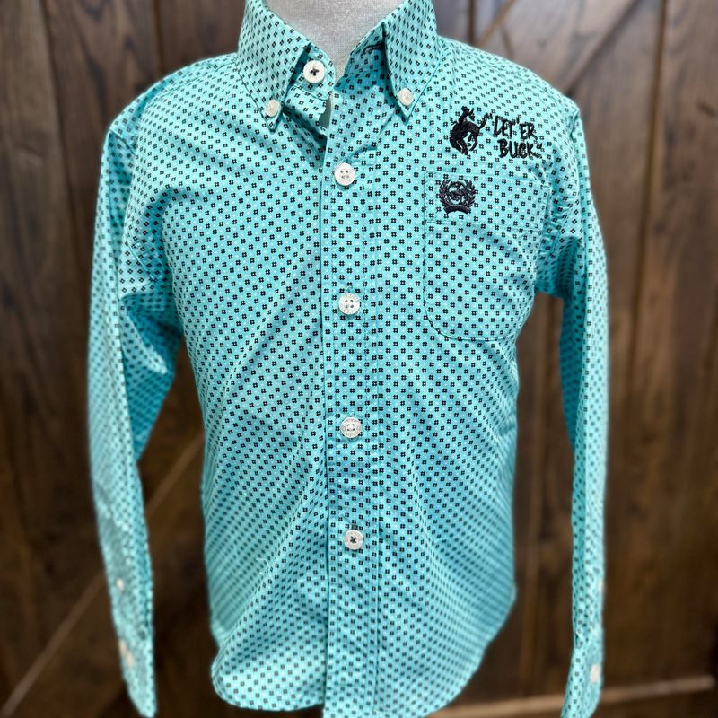 Toddler Cinch Pendleton Round-Up Blue Flower Long Sleeve Button