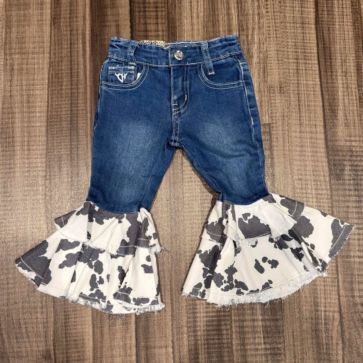 Infant Pendleton Round-Up Cow Print Bell Bottom Jeans