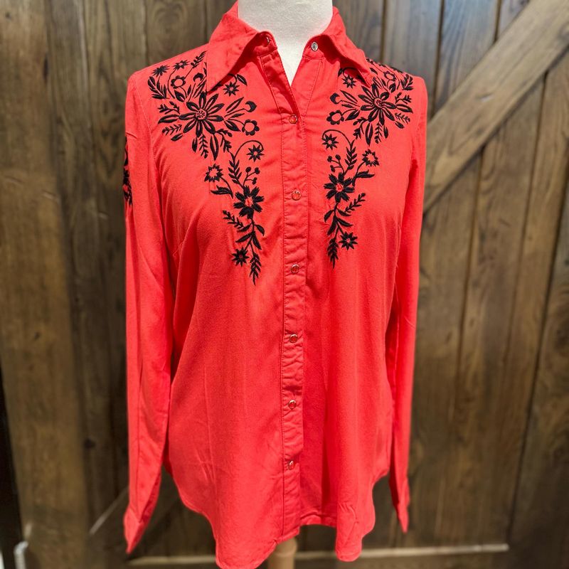 Ladies Roper Pendleton Round-Up Red Challis Shirt