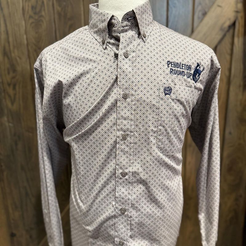 Men&#39;s Cinch Pendleton Round-Up Blue Diamond Long Sleeve Button Up