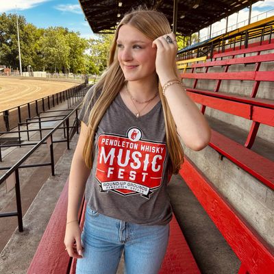 Ladies Gray Pendleton Whisky Music Fest Tee