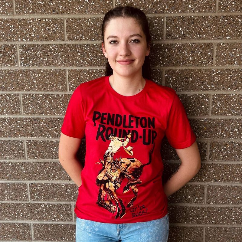 Pendleton Round-Up Red Full Color Bucking Horse Tee