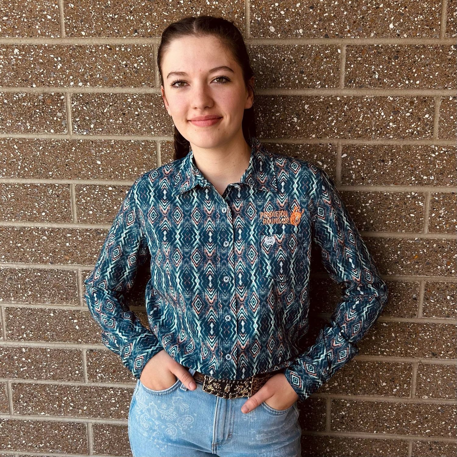 Ladies Cinch ArenaFlex Pendleton Round-Up Navy Button Down Western Shirt