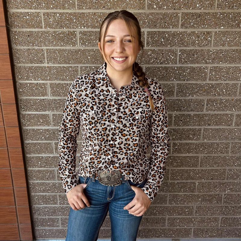 Ladies Cruel Pendleton Round-Up Cheetah Long Sleeve Snap