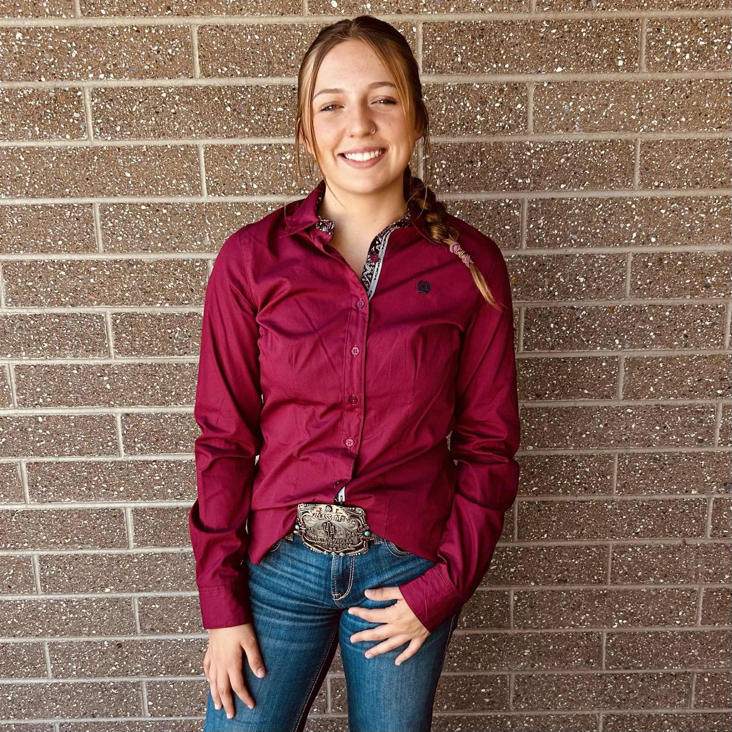 Ladies Cinch Pendleton Round-Up Cranberry Long Sleeve Button Up
