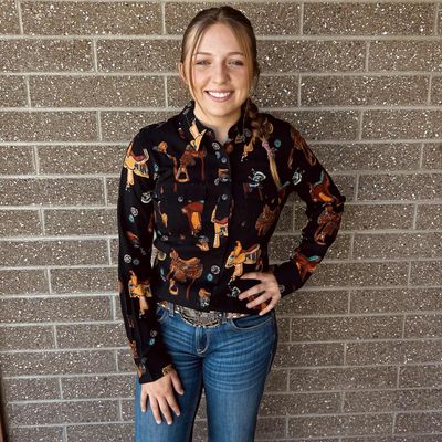 Ladies Wrangler Pendleton Round-Up Saddle Up Long Sleeve Snap