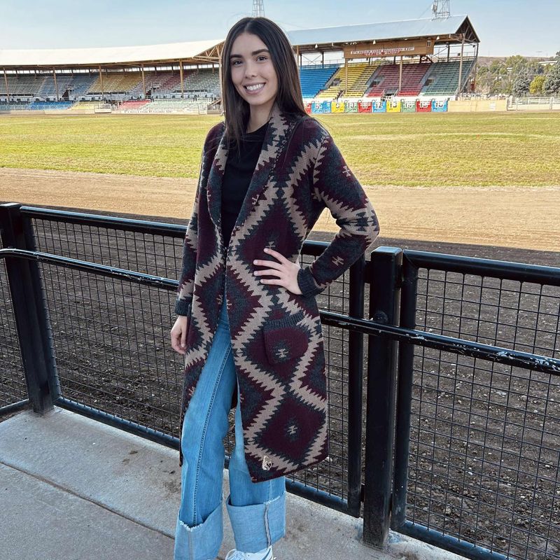 Ladies Stetson Round-Up Wine Aztec Cardigan