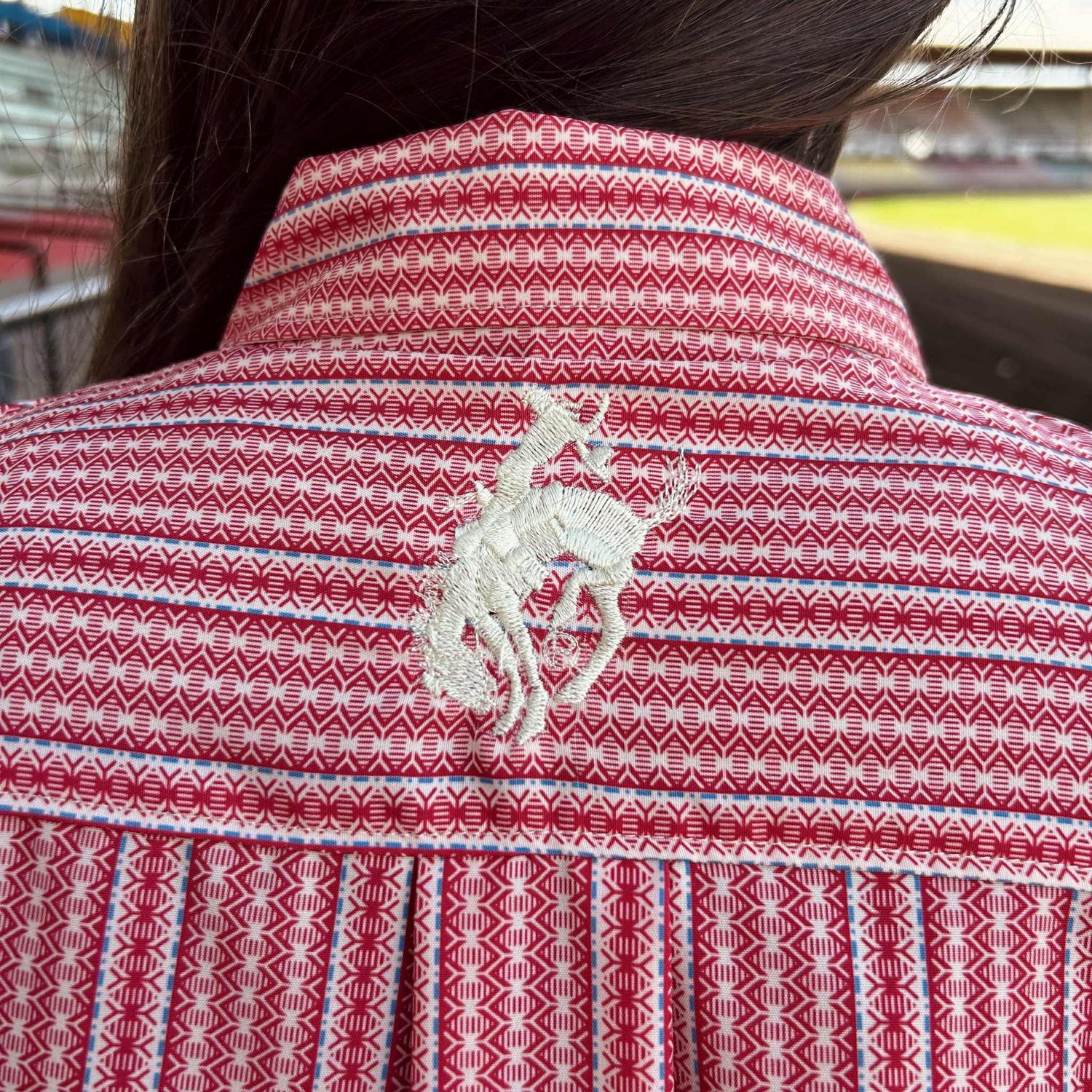 Ladies Cinch ArenaFlex Pendleton Round-Up Red Weave Long Sleeve Button, size: S