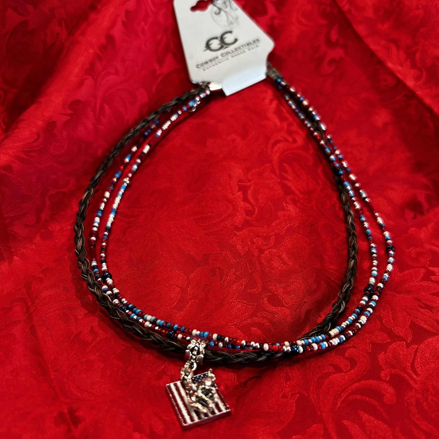 Pendleton Round-Up Beaded Horse Hair Flag Necklace