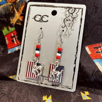 Pendleton Round-Up Beaded Flag Earrings