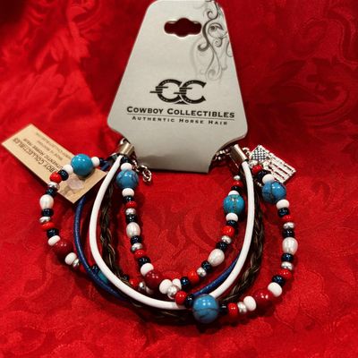 Pendleton Round-Up Beaded Horse Hair Flag Bracelet