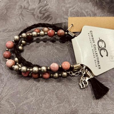 Pendleton Round-Up Horse Hair Pink Rhodonite Bracelet