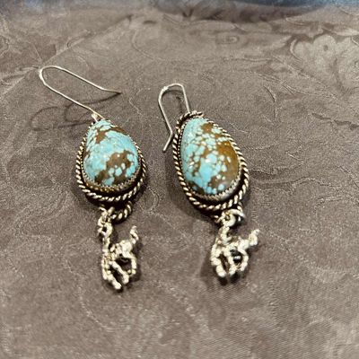 Pendleton Round-Up Turquoise Rope Edge Teardrop Earrings