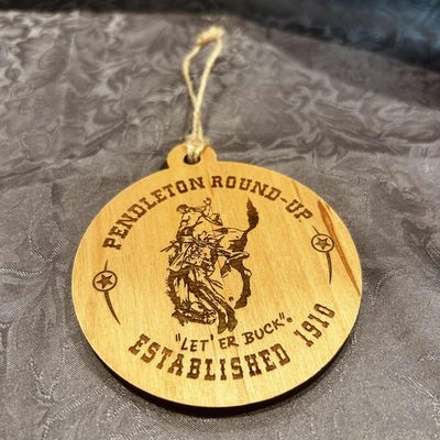 Pendleton Round-Up Wooden Circle Ornament